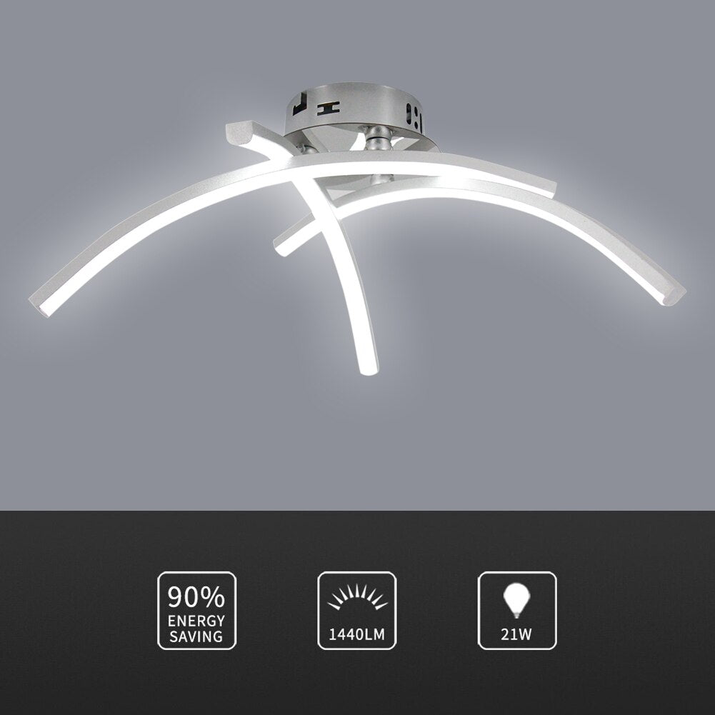 Plafonnier design LED avec 3 barres courbées en métal Teylor - vue 6 sur 8