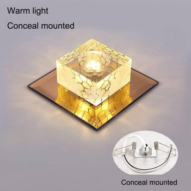 Plafonnier LED en cristal cubique et base chromée - vue 6 sur 7