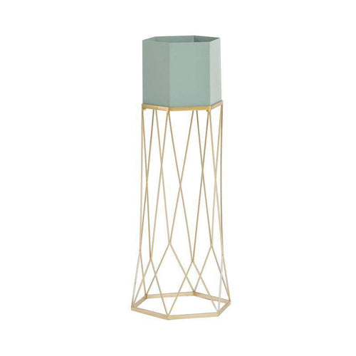 Piédestal sur pied haut design en métal avec pot géométrique