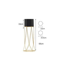 Piédestal sur pied haut design en métal avec pot géométrique