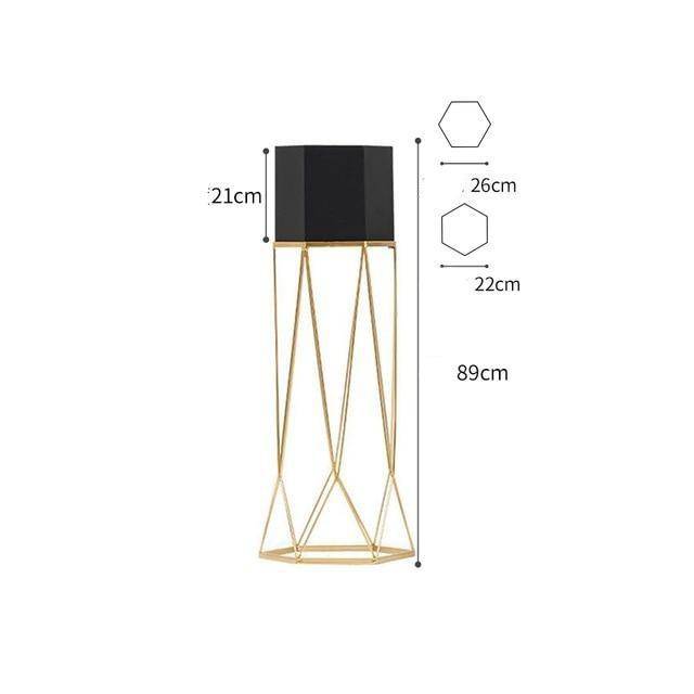 Piédestal sur pied haut design en métal avec pot géométrique - vue 14 sur 15
