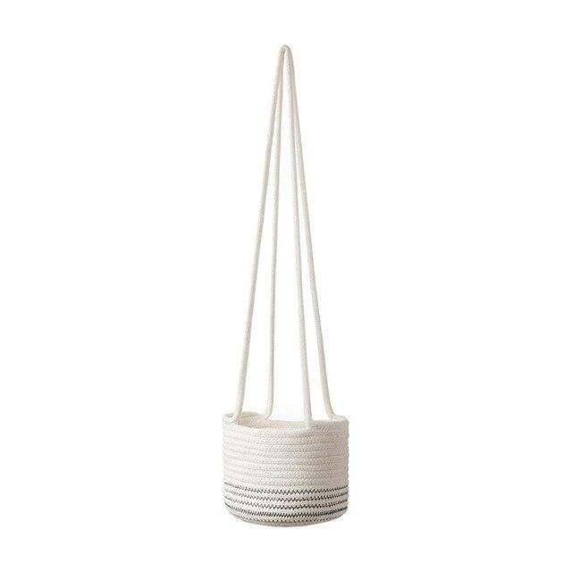Cache-pots suspendu en toile de jute style scandinave - vue 7 sur 8