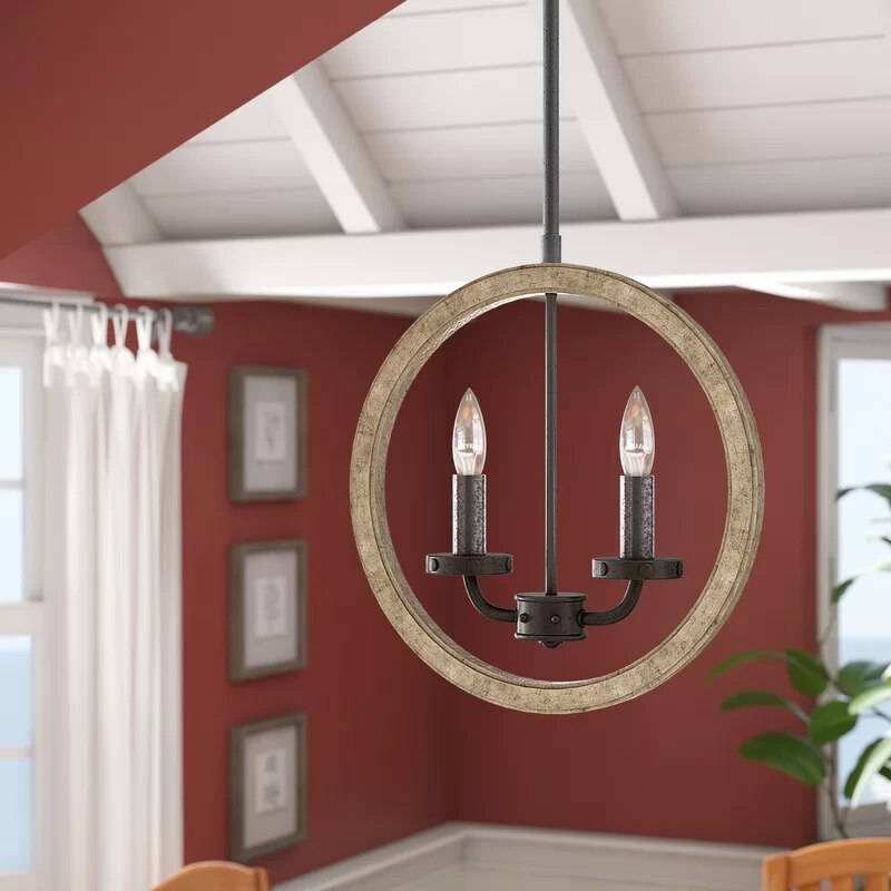 Suspension vintage LED avec deux bougies en métal Danyella - vue 3 sur 2