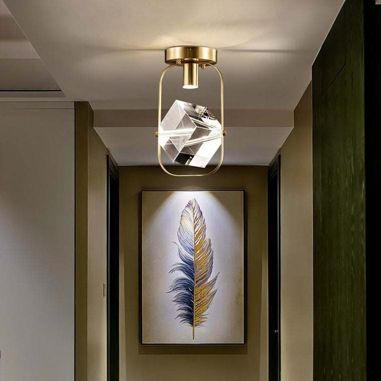 Plafonnier moderne LED avec cristal carré Sollya - vue 4 sur 8