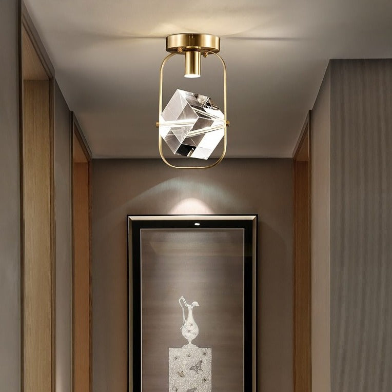 Plafonnier moderne LED avec cristal carré Sollya - vue 3 sur 8