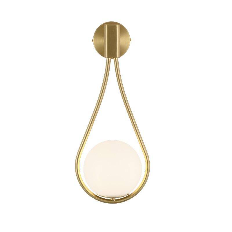 Applique murale design à LED dorée avec boule en verre blanc Shadow