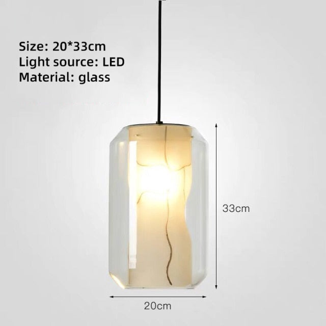 Suspension moderne LED marbre dans un prisme en verre Libe - vue 8 sur 8