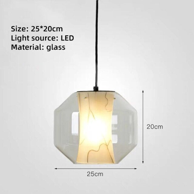 Suspension moderne LED marbre dans un prisme en verre Libe - vue 7 sur 8