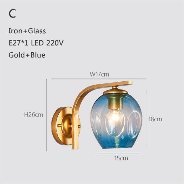 Applique murale design à LED métal avec abat-jour en verre soufflé Loft - vue 17 sur 18
