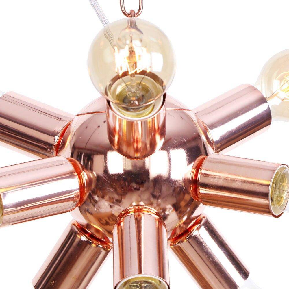 Lustre design LED en métal rose gold avec plusieurs lampes Fly - vue 4 sur 9