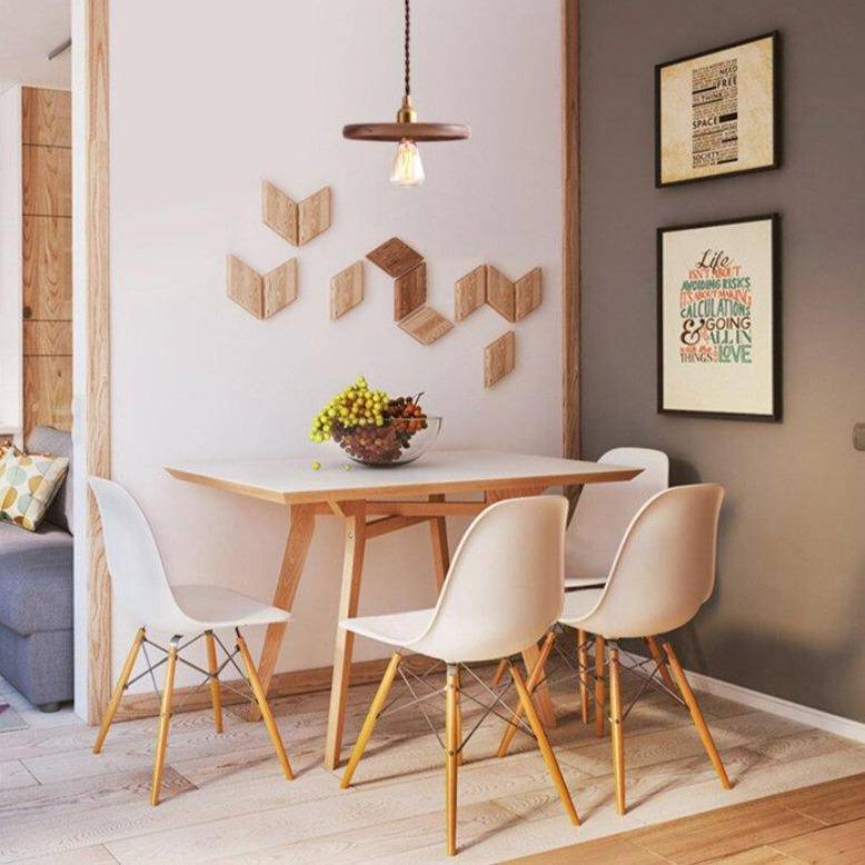 Suspension industriel LED avec disque en bois et ampoule Edison - vue 3 sur 4