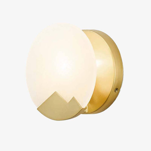 Applique murale design LED avec disque de marbre et métal doré