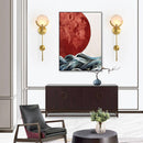 Applique murale design LED avec tige en métal doré et marbre