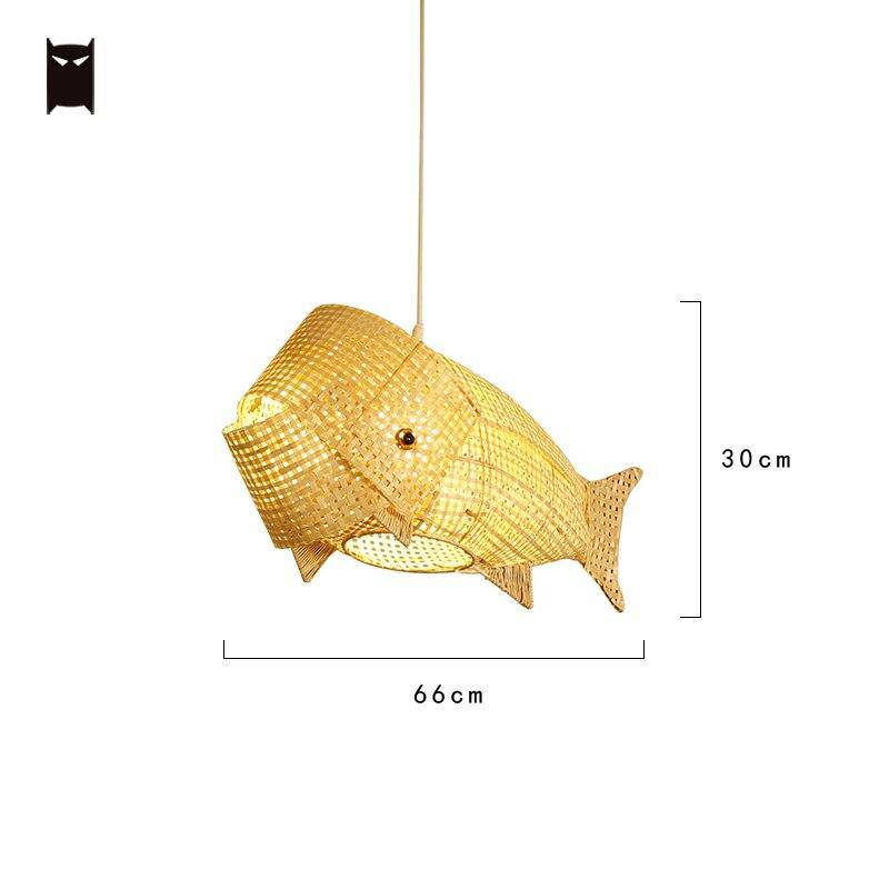 Suspension en rotin LED style poisson Kids - vue 4 sur 3