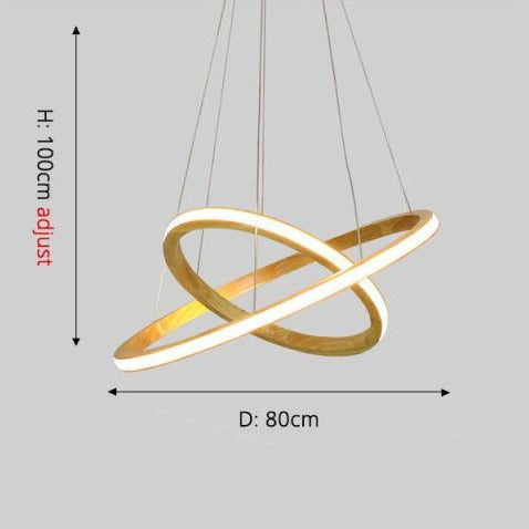 Lustre moderne LED avec anneau en bois lumineux Ibarne