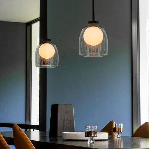 Suspension design à LED avec abat-jour arrondi en verre fumé Shadow