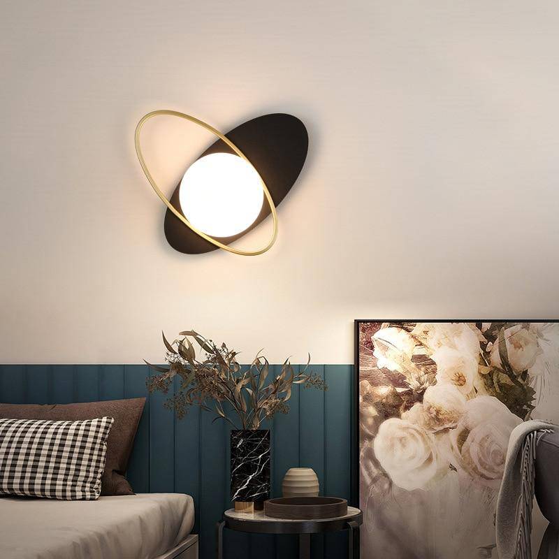 Applique murale à LED design avec socle arrondi et anneau doré Shadow - vue 2 sur 7
