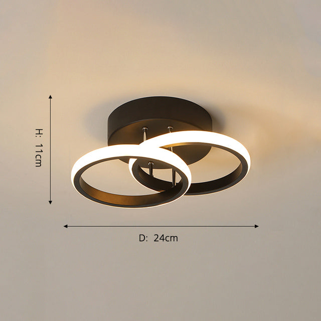 Plafonnier moderne LED avec anneaux croisés en métal Dunkian - vue 4 sur 4