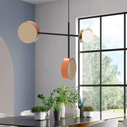 Suspension design à LED avec abat-jour disque en métal coloré