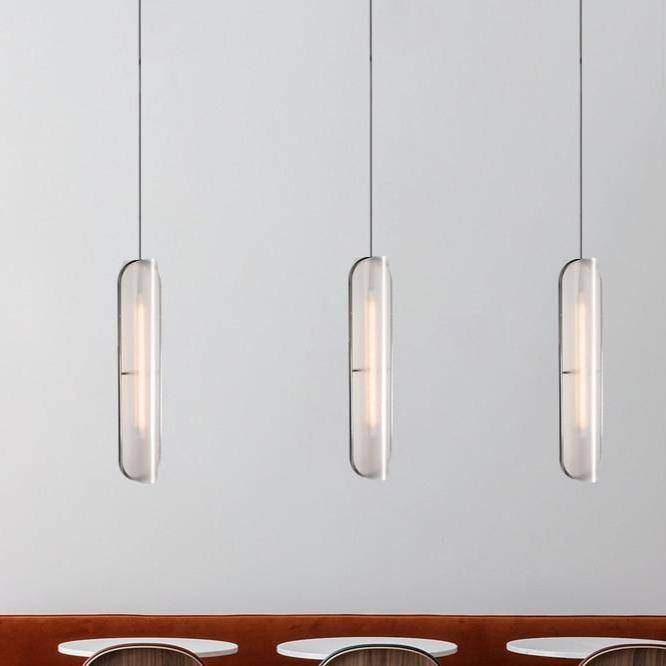Suspension design à LED en verre aux formes arrondies style rétro - vue 4 sur 7