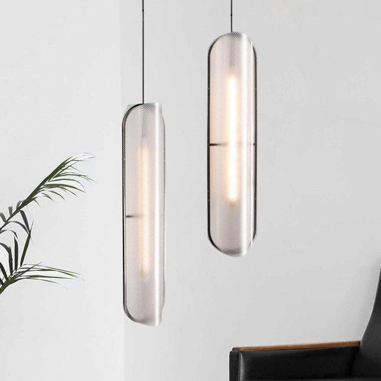 Suspension design à LED en verre aux formes arrondies style rétro - vue 3 sur 7