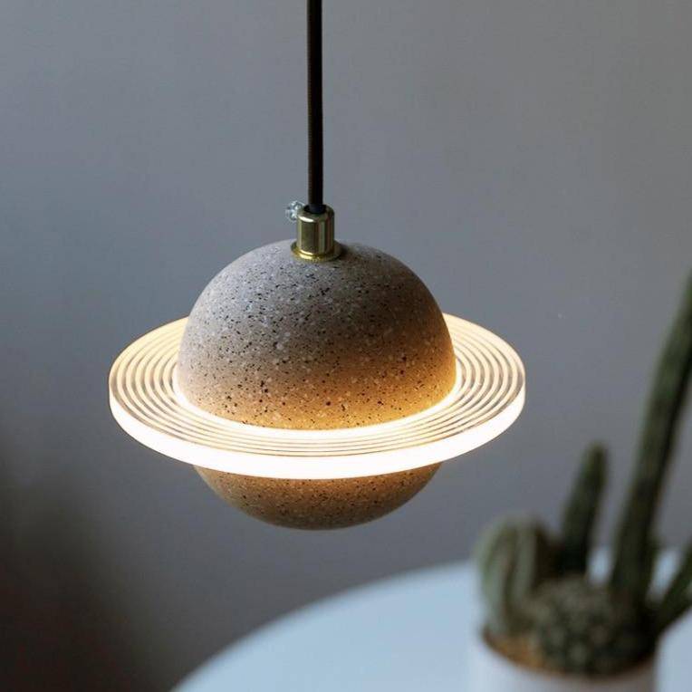Suspension design à LED en ciment coloré style Creative - vue 3 sur 20