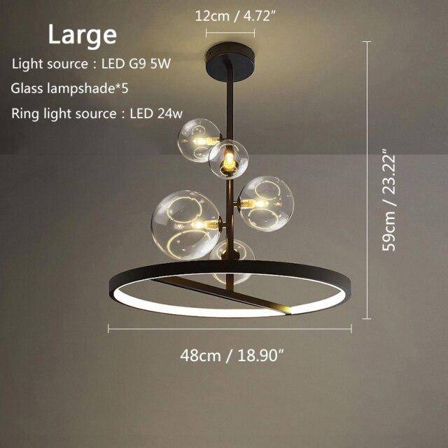 Suspension design à LED avec cercle en métal et boules en verre Light Up - vue 6 sur 8