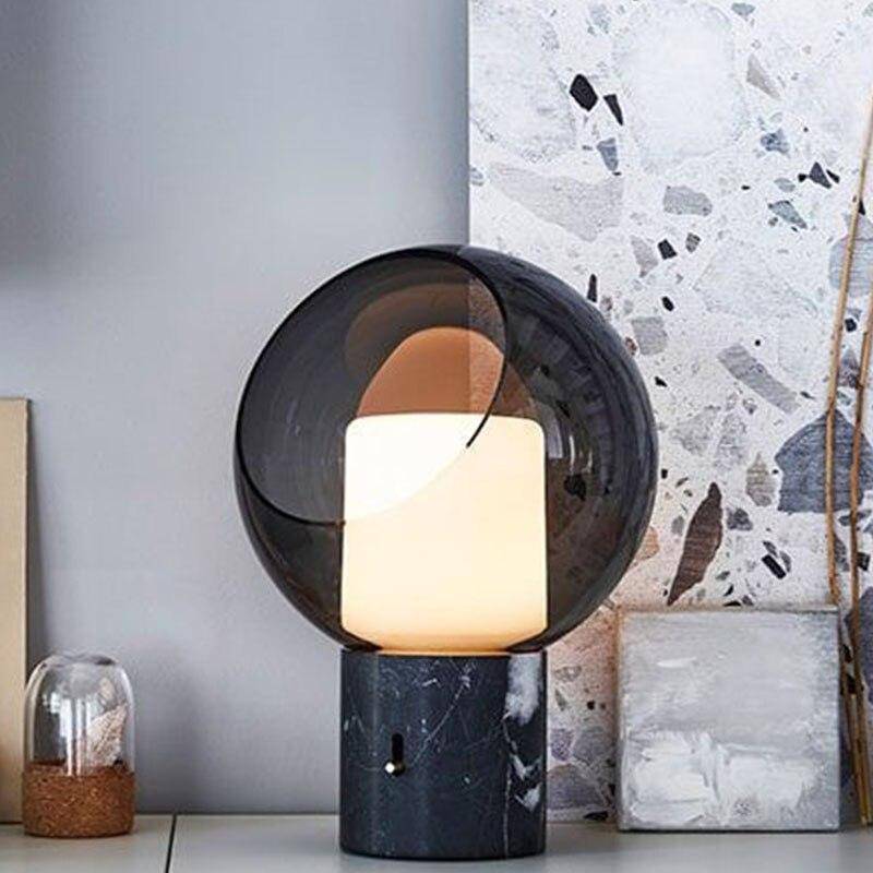 Lampe à poser design à LED en marbre avec verre foncé Creative - vue 3 sur 3