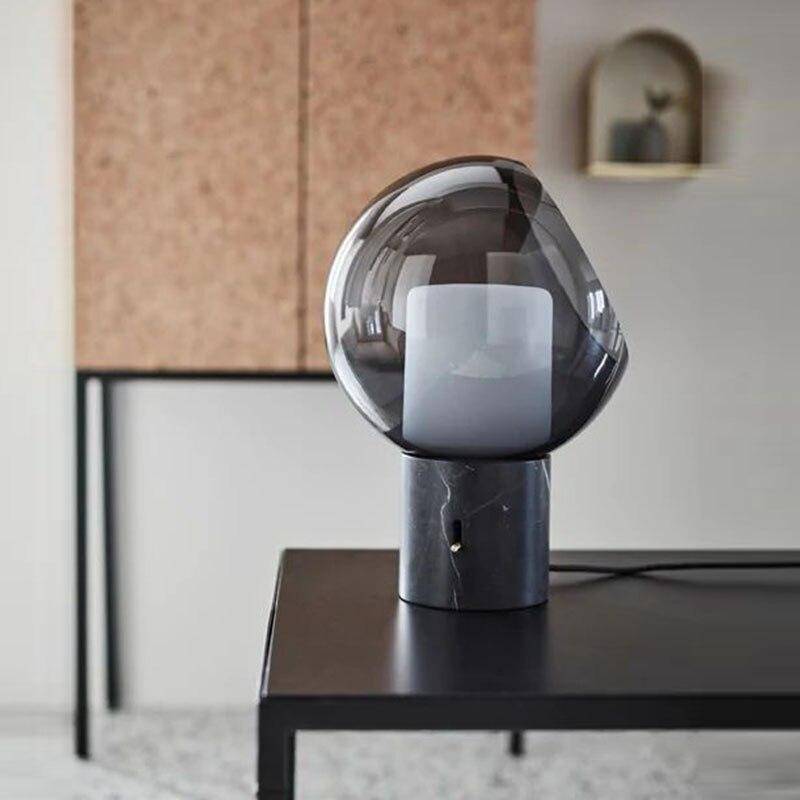 Lampe à poser design à LED en marbre avec verre foncé Creative - vue 4 sur 3