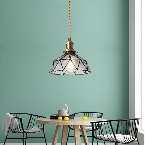 Suspension design à LED avec abat-jour en verre coloré rétro Loft