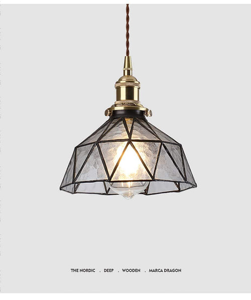 Suspension design à LED avec abat-jour en verre coloré rétro Loft