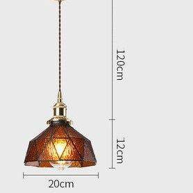 Suspension design à LED avec abat-jour en verre coloré rétro Loft - vue 11 sur 12