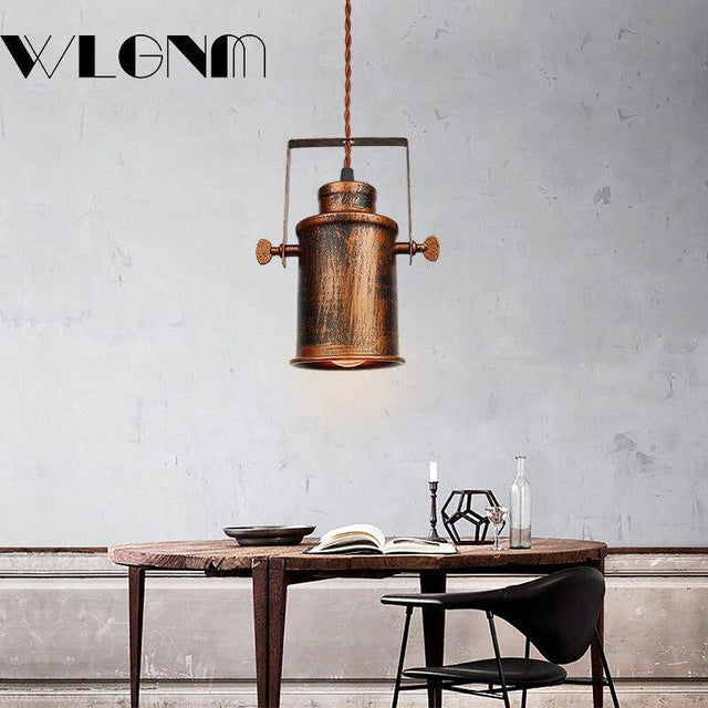Suspension design à LED avec abat-jour en métal rouillé