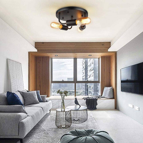 Plafonnier moderne à LED en métal avec plusieurs ampoules Edison