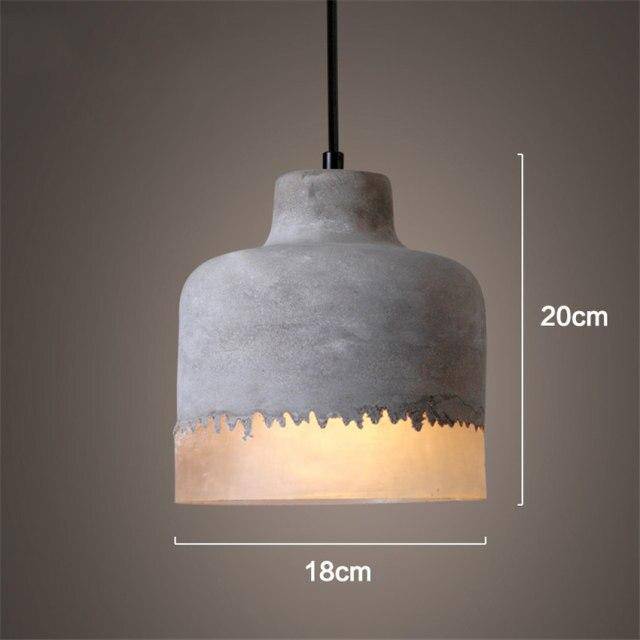 Suspension design à LED en ciment gris avec abat-jour arrondi Loft - vue 7 sur 7