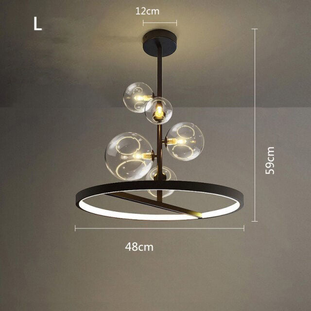 Lustre design LED circulaire en métal noir Romane - vue 9 sur 9