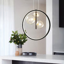 Suspension moderne LED avec anneau et bulles en verre Cala