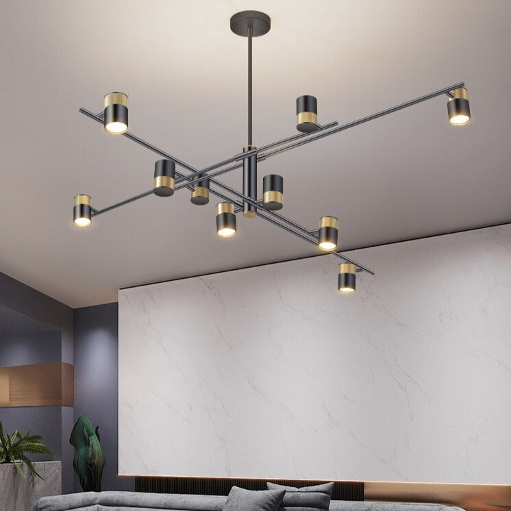 Lustre design LED avec barre en métal et spots rotatifs Caeli - vue 3 sur 11