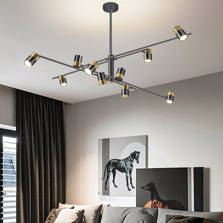 Lustre design LED avec barre en métal et spots rotatifs Caeli - vue 7 sur 11