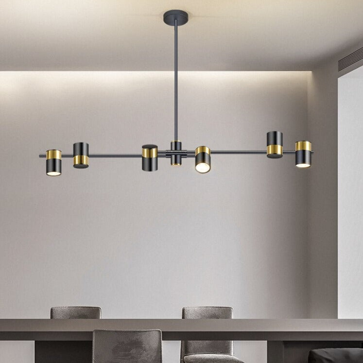 Lustre design LED avec barre en métal et spots rotatifs Caeli - vue 6 sur 11