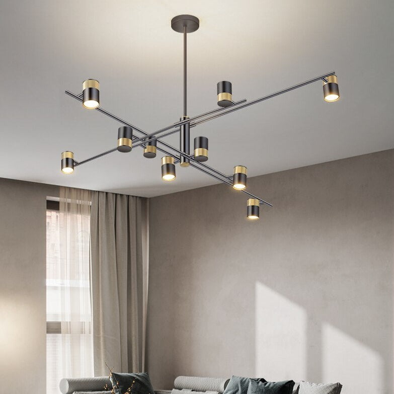 Lustre design LED avec barre en métal et spots rotatifs Caeli - vue 9 sur 11