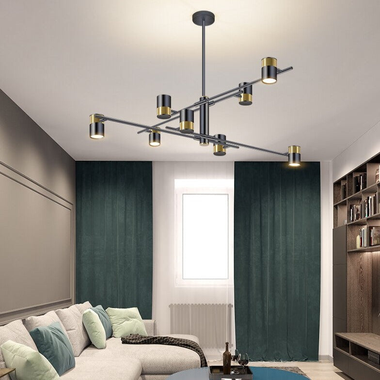 Lustre design LED avec barre en métal et spots rotatifs Caeli - vue 8 sur 11