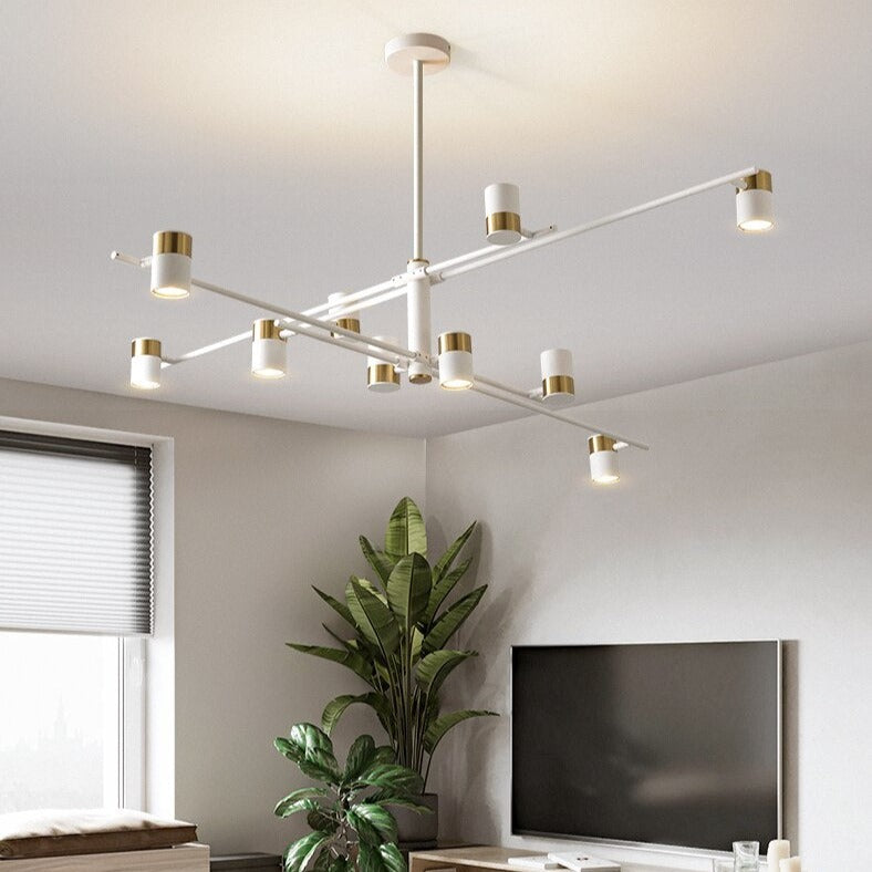 Lustre design LED avec barre en métal et spots rotatifs Caeli - vue 5 sur 11