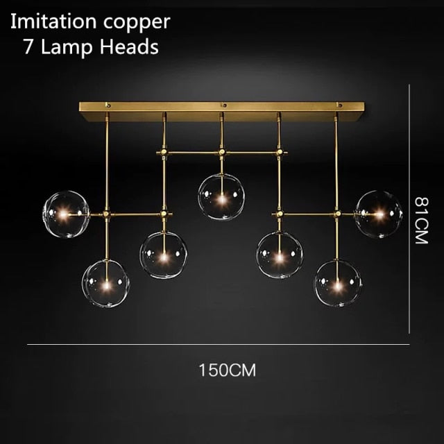 Lustre design LED base en métal doré et globes en verre Zuri - vue 9 sur 16