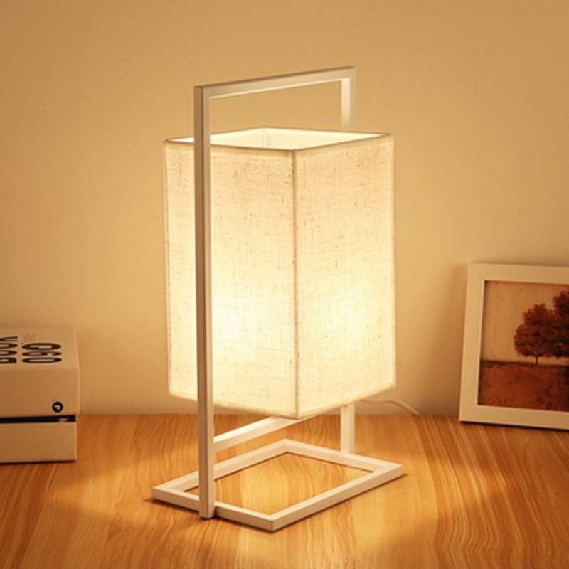 Lampe de bureau rétro en tissu et métal blanc Miot - vue 5 sur 8