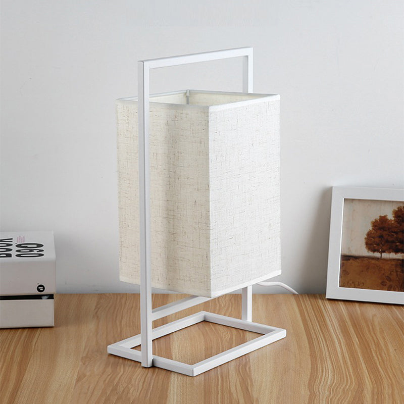 Lampe de bureau rétro en tissu et métal blanc Miot - vue 2 sur 8