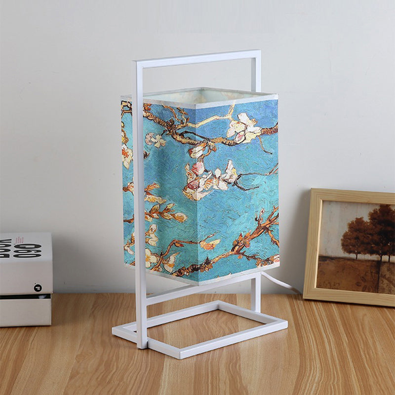 Lampe de bureau rétro en tissu et métal blanc Miot - vue 3 sur 8