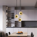 Lustre moderne luxe circulaire en cuivre et cristal Pryccilia