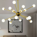 Lustre design doré avec plusieurs branches American