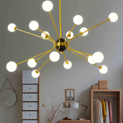 Lustre design doré avec plusieurs branches American